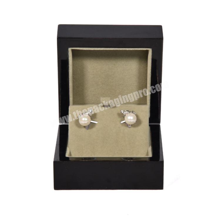 Low MOQ Luxury Custom Mini Square Black Wooden Earrings Cufflink Jewelry Packaging Box