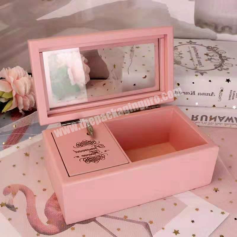 Low MOQ Pink Color Acrylic Display Christmas Personalized Flower Music Box Wooden Gifts For Women