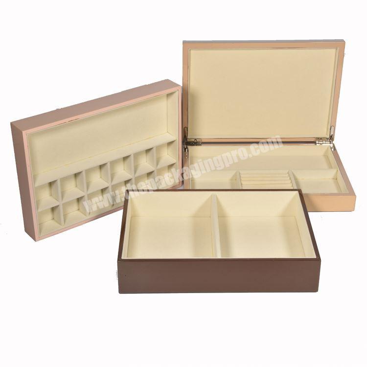 Luxury Custom Logo Piano Lacquer Wooden Jewelry Box Set