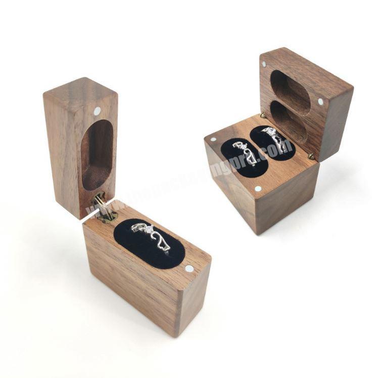 In Stock Cheap Small Square Wedding Wooden Double Ring Gift Box For Display