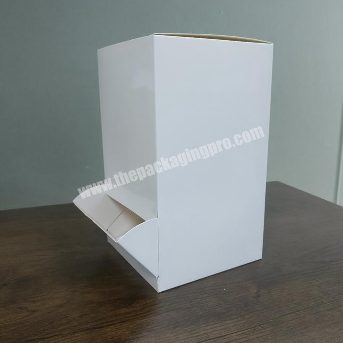 Custom Adhesive Auto Lock Bottom Retail Packaging Box White Cardboard Dispenser Boxes