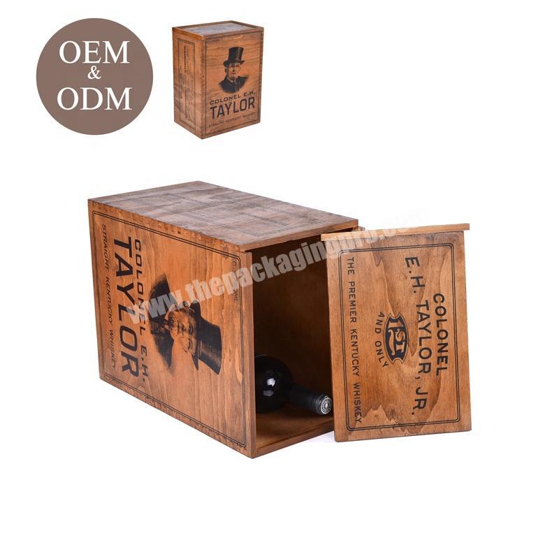 Cheap wine gift packaging box printing whisky wine box wooden