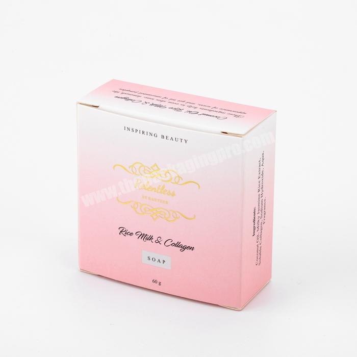Elegant gold foil stamping matt lamination pink paper natural soap packaging