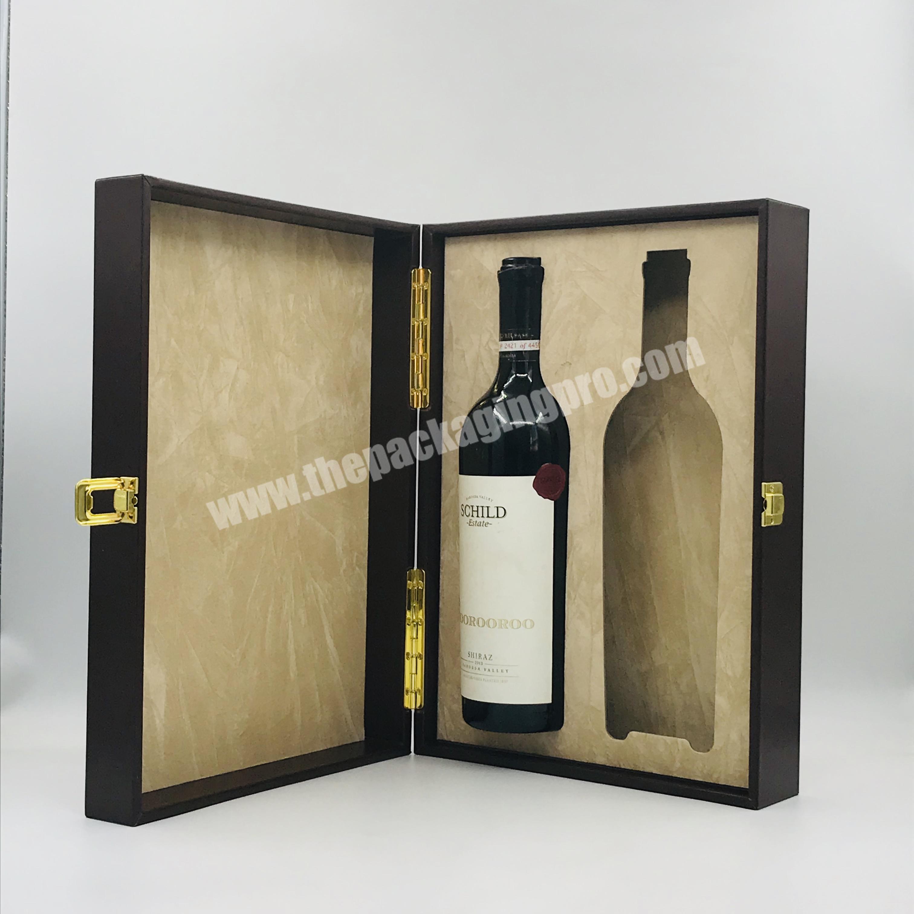 Gold Stamp Logo Pu Leather 2 bottles of wine gift  box