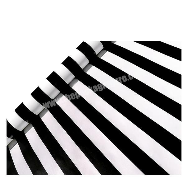 Custom printed 80gsm coated paper packaging black and white striped printing wrapping paper for festival gift