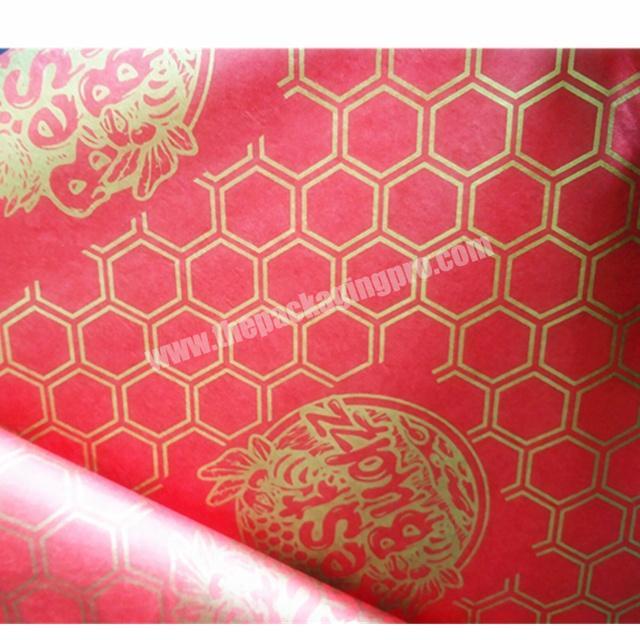 Luxury Happy Time Lucky Red Tissue Paper Printing 17gsm Wrapping Tissue Paper with Logo