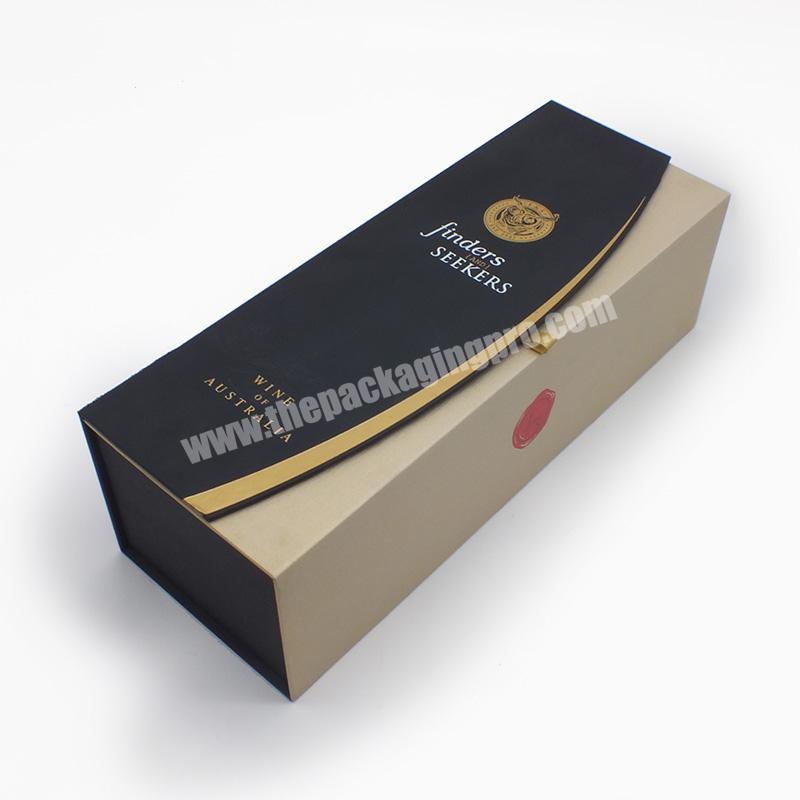 Wholesale custom luxury cardboard paper magnetic single  wine bottle gift packaging box