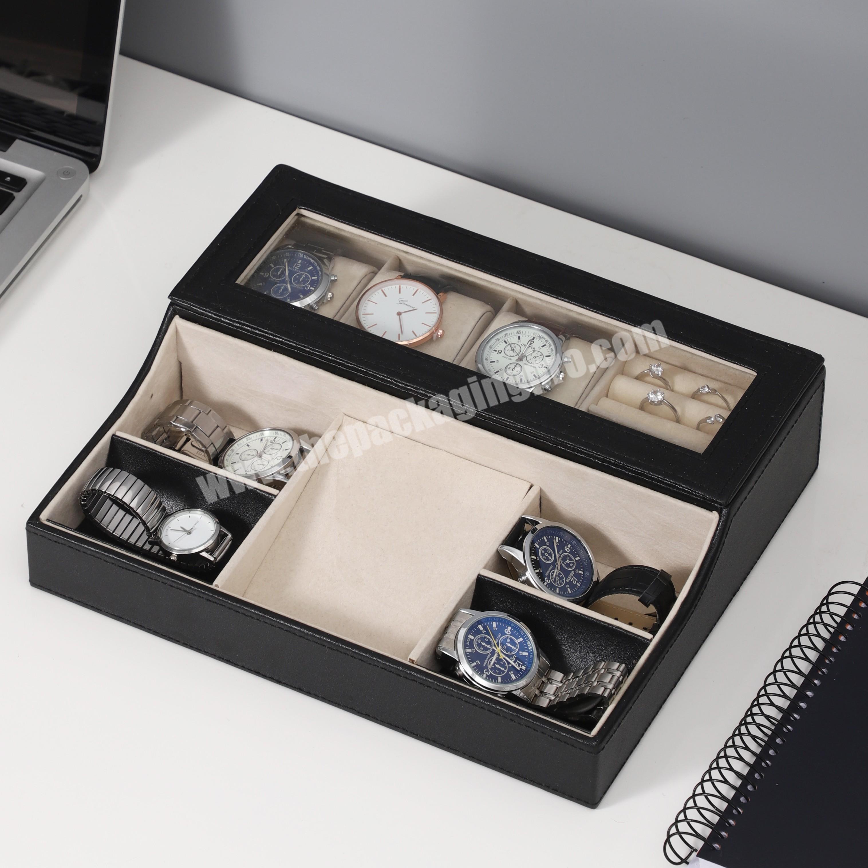 Wholesale desktop jewelry box porble storage organizer leather jewelry storage box for sale