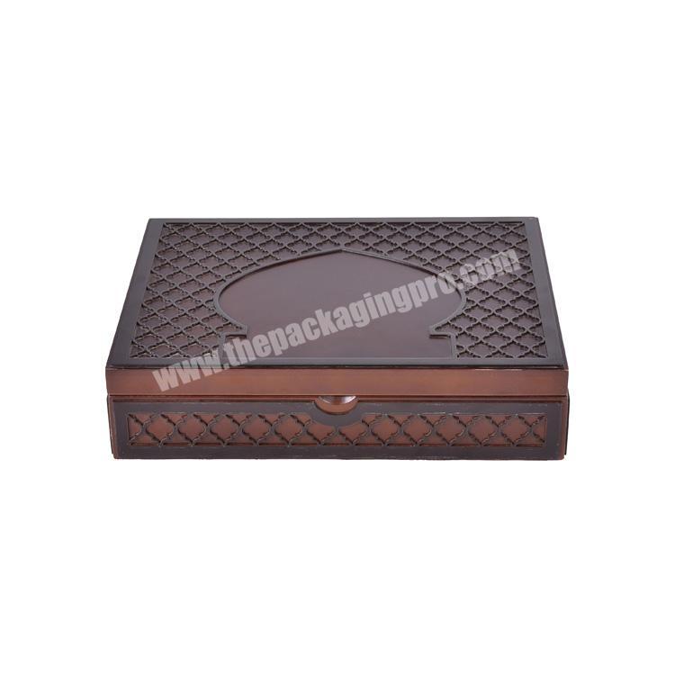 Luxury box packaging wood gold foil wooden box for middle east chocolate