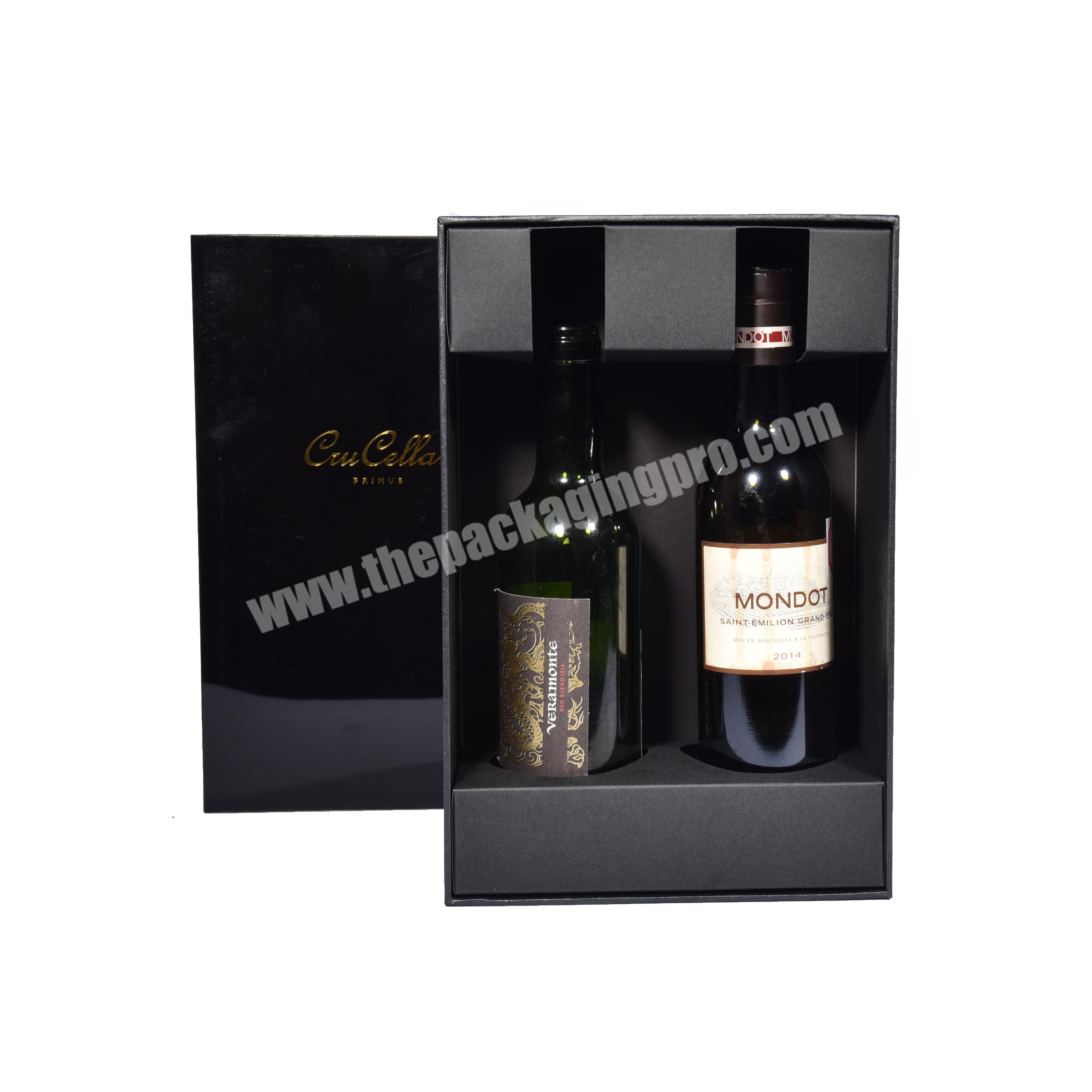 Wholesale New Slide Out Custom Cardboard 2 Bottle Wine Packaging Box