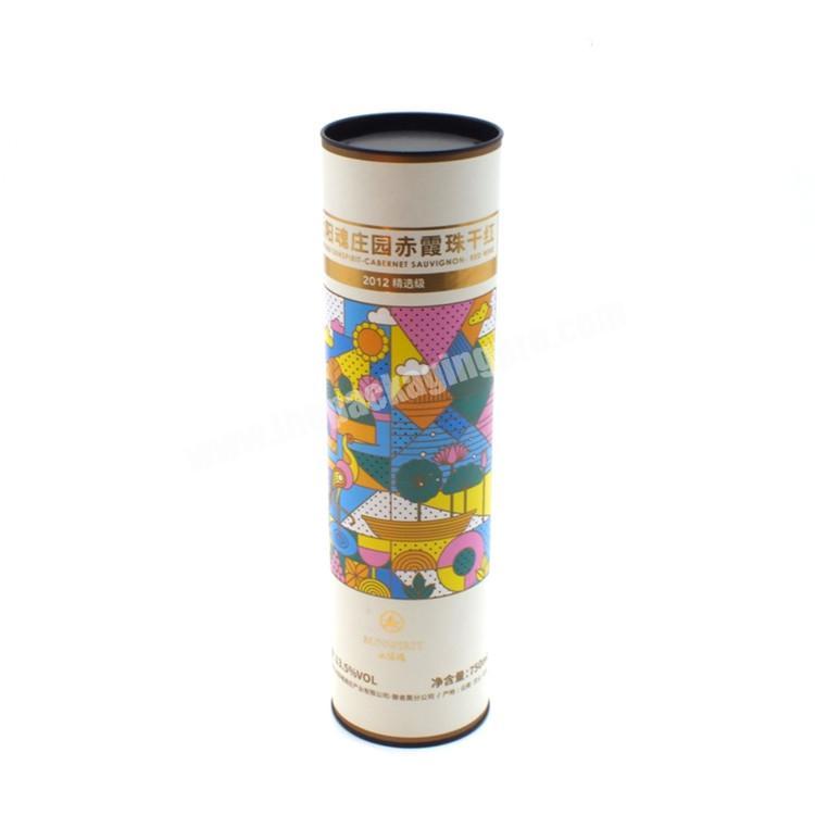 New design custom candle gold label tube box wine packaging box metal lid long black small tube box