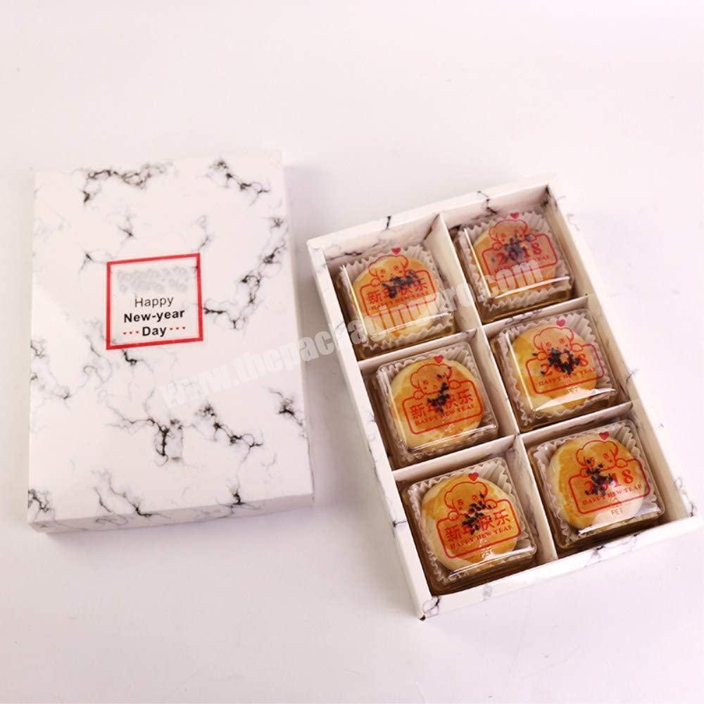Marble Pattern Custom made Printed Marble Paper Cake Boxes For 6 Cavity Moon Cake Cookie Packaging Boxes mooncake box
