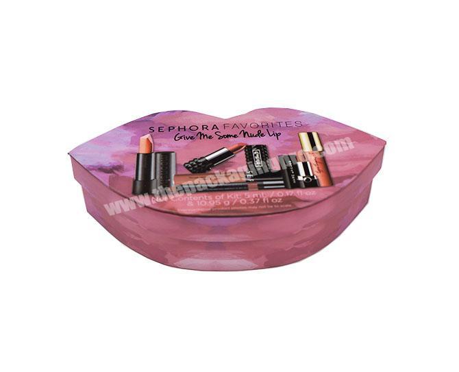 wholesale Luxury custom rigid cardboard  lip shape box packaging  lipstick gloss balm Liner  Swatches cosmetic  gift box