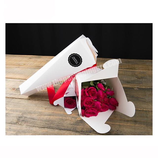 Paper flowers box kraft paper tube white paper box for rose flower packaging
