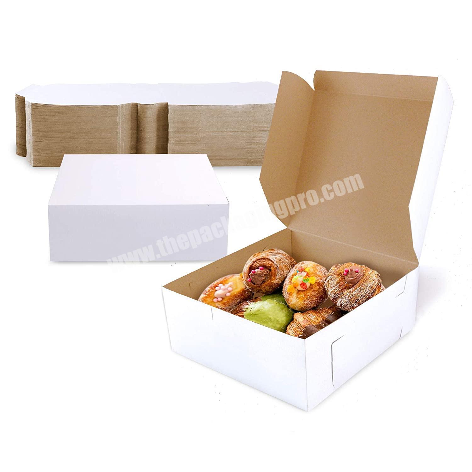 7 x 7 x 3 White Inches Small Dark Brown Bakery Box for Cookies Compostable Kraft Paper Cardboard for Baked Goods Pie Cake boxes