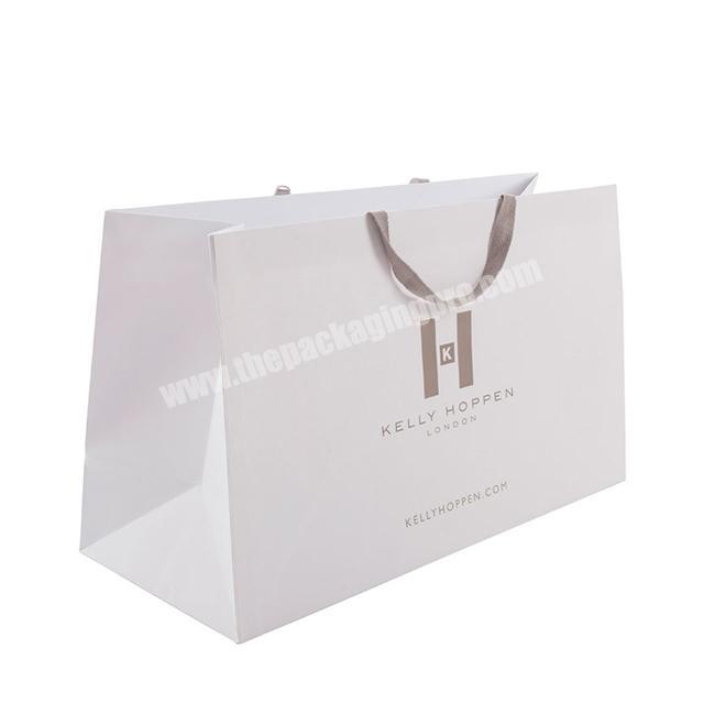 Matte Laminated Customized Your Personal Logo Gift Carrier Packaging White Paper Bag With Rope Handles
