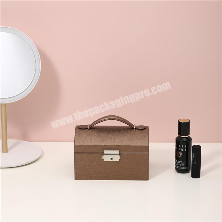 Eco friendly portable jewelry storage packaging box PU leather custom luxury travel jewelry box