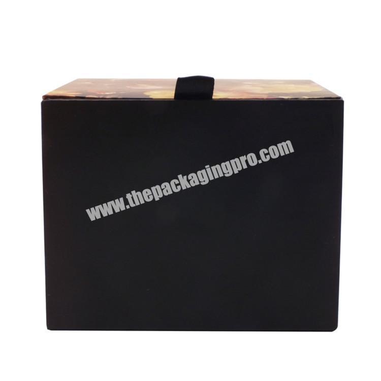 Manufacturer Luxury black gift box with magnetic close paper box gift box for valentines' day packaging