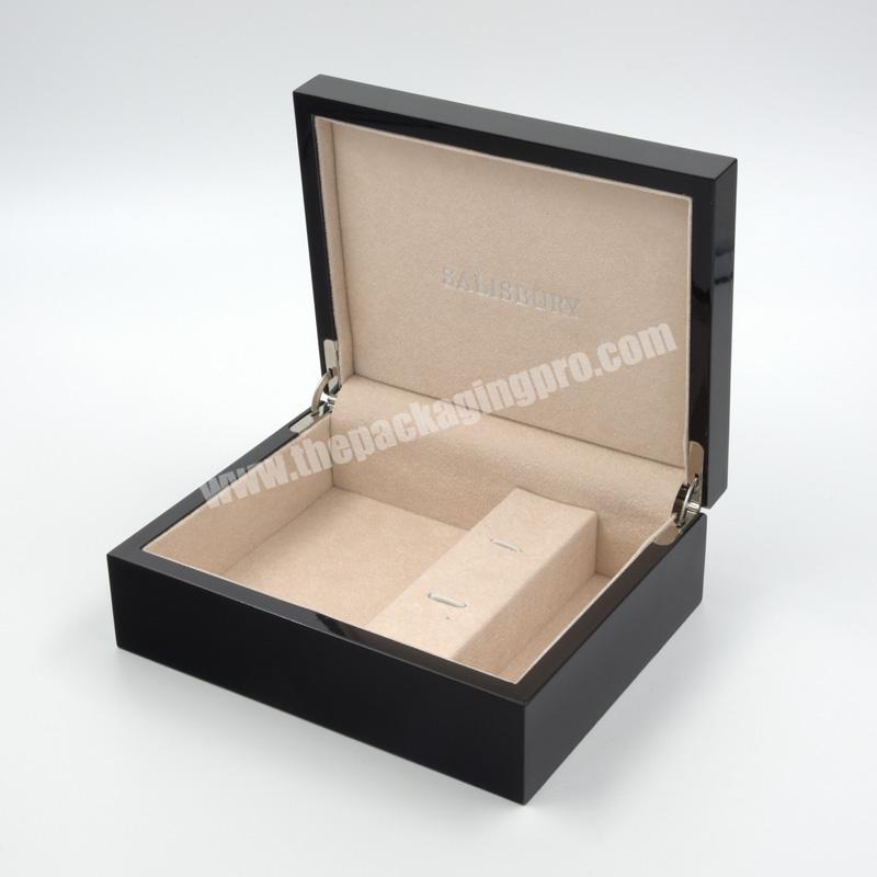 Wholesale Wooden Black Lacquer Laser Cut Wooden Gift Box For Gift
