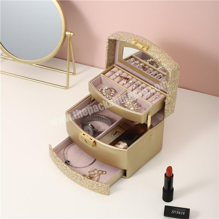 Multilayer girl's jewelry box packaging portable storage organizer luxury jewelry box for display