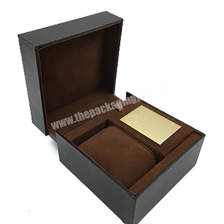 Wholesale High End Fashion Branded PU Leather Watch Box Case With Gold Plate