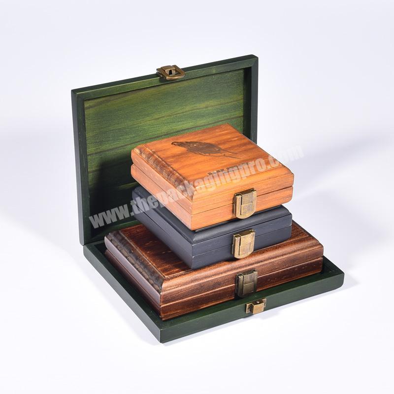2020 Luxury Gold Stamp Small Chocolate Wooden Box For Coffee