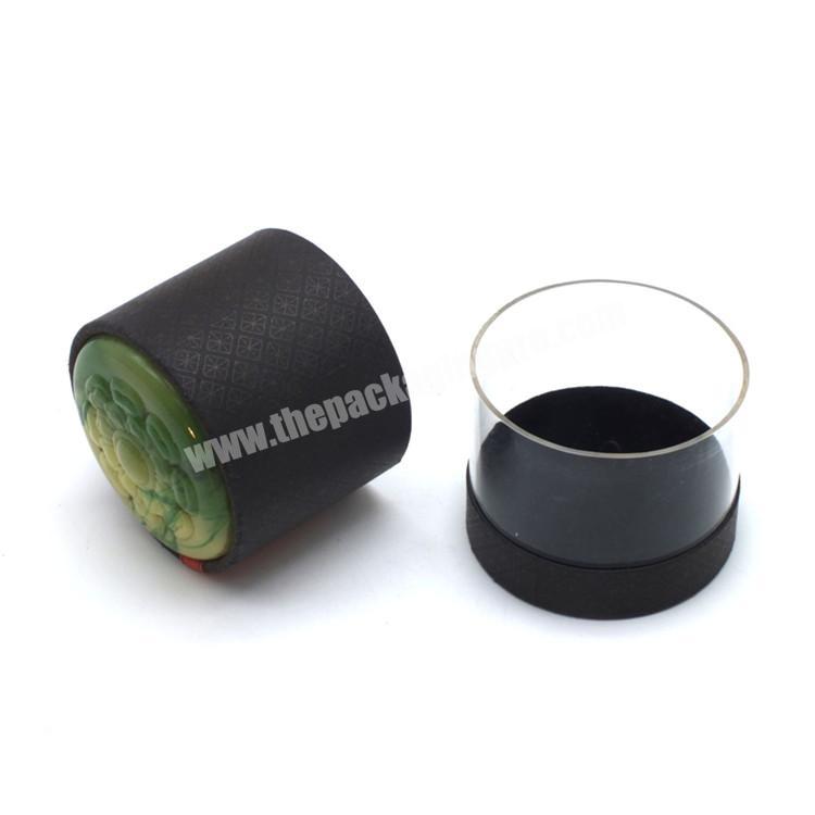 Black cylinder specialty paper Tea cup paper clear gift box eco friendly tea pvc tube packaging box