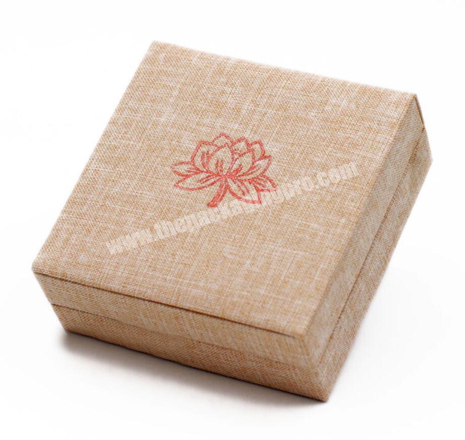 wholesale custom logo luxury fabric linen wrapping cardboard paper packaging for jewelry  gift box