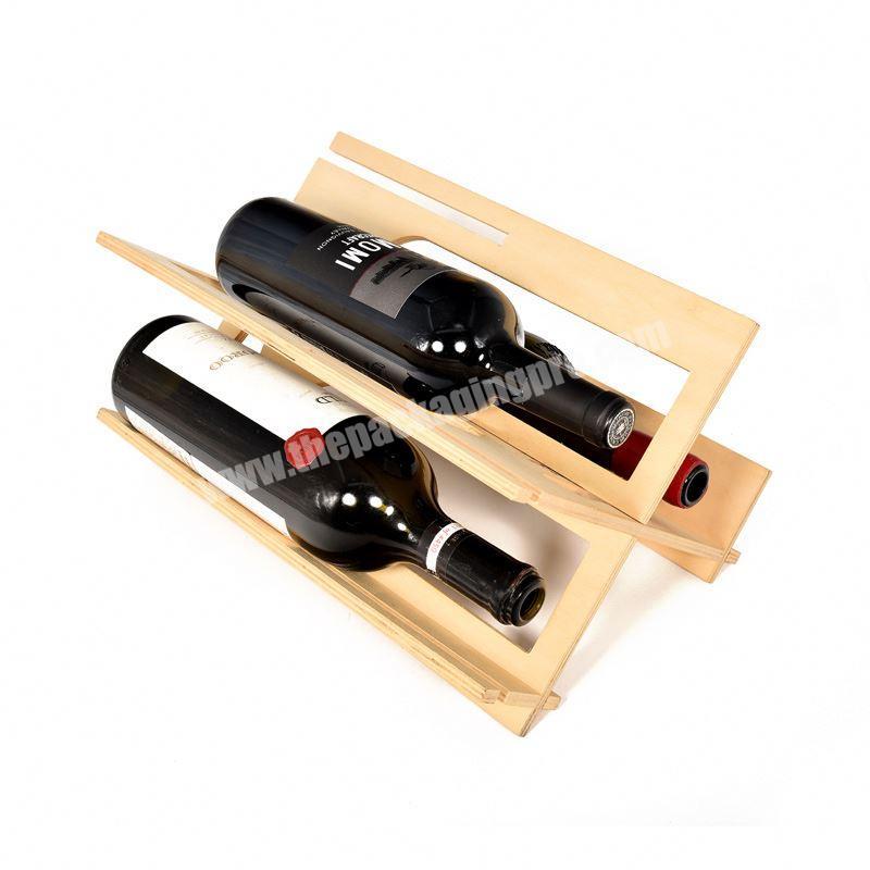 Custom Adjustable Foldable Wooden Wine Rack Countertop Storage Shelf For Display