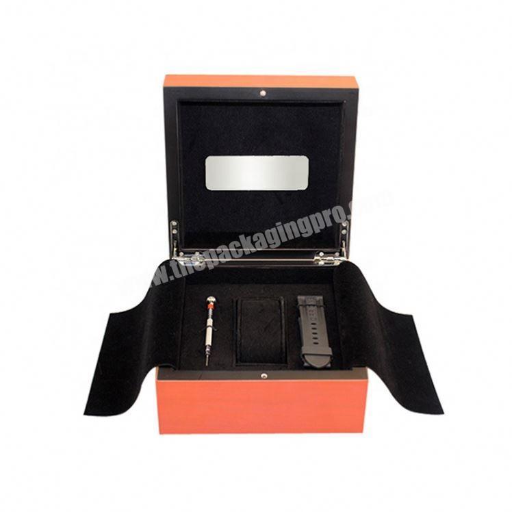 Wholesale Luxury Orange Single Wooden Watch Packaging Box