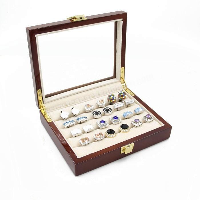 Acrylic lid wooden jewelry display box for cufflink