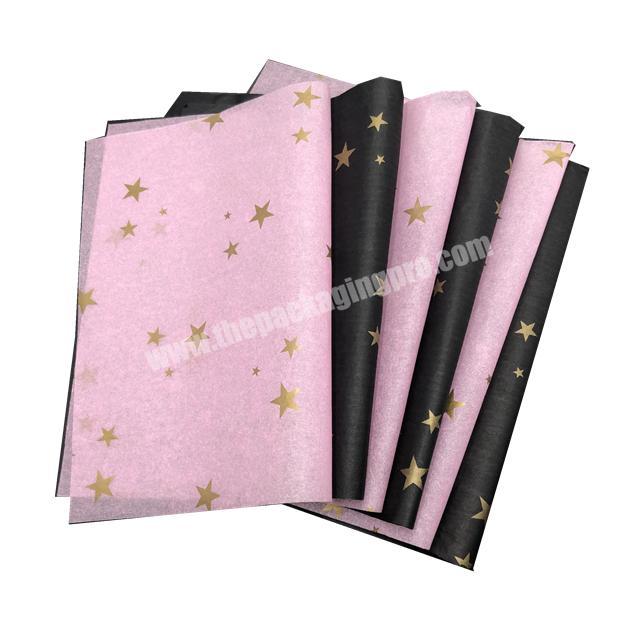 Luxury custom printed colour garment wrapping tissue paper with gold logo  for gift wrapping