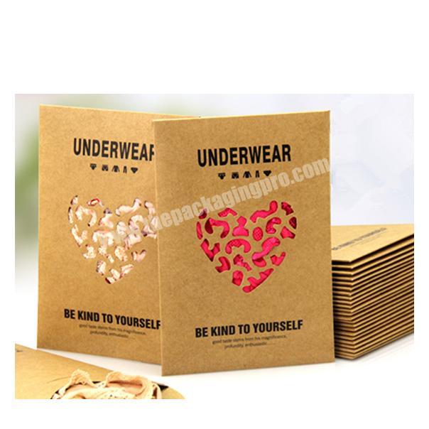 Customize recycled Purple Luxury kraft paper envelope underwear Packaging bag with laser die cut heart window