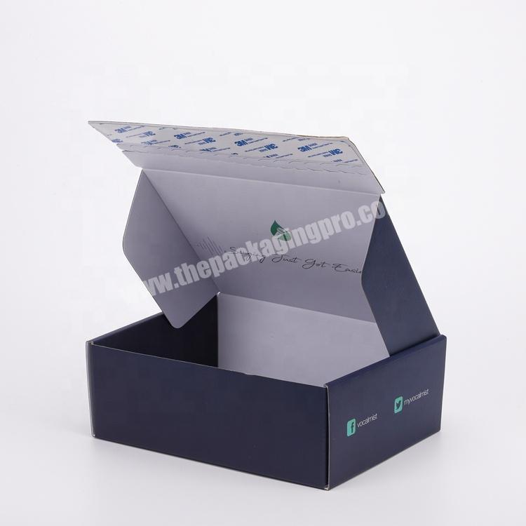 China Suppliers Custom Silver Foil Logo Durable Self Sealed Shipping Mailer Box Single Wall Corrugated Subscription Box