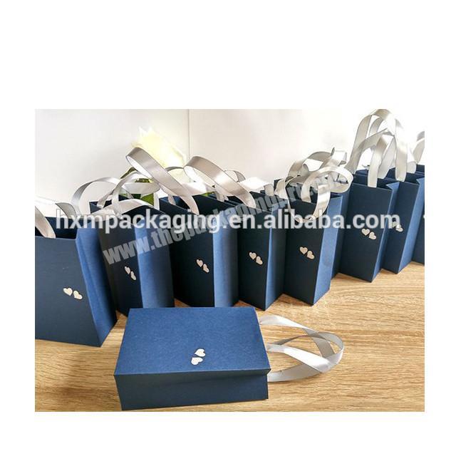 Private customized blue  paper shopping bags Free design packaging  paper bag with own your logo