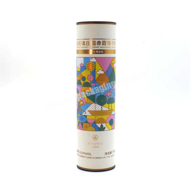 Tubes Gift Custom Coffee Packaging Cardboard Single Wine Bottle Paper Tube Black Cylinder Box