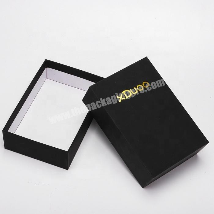 Foldable Black Cardboard Gift Boxes With Custom Logo Lid And Bottom Packaging Box