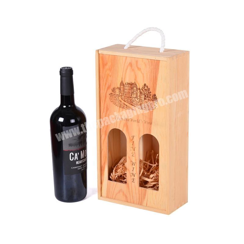 Custom Simple Elegant 2 Slot Wine Bottles Box Gift Wine Case