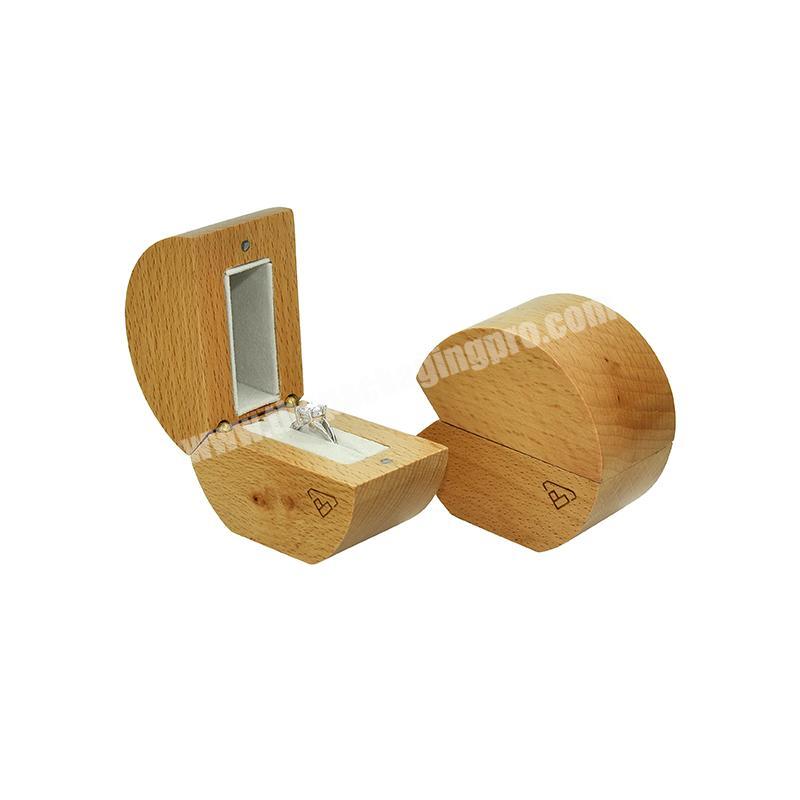 Custom logo Luxury Small Solid Wood Wedding Ring Box