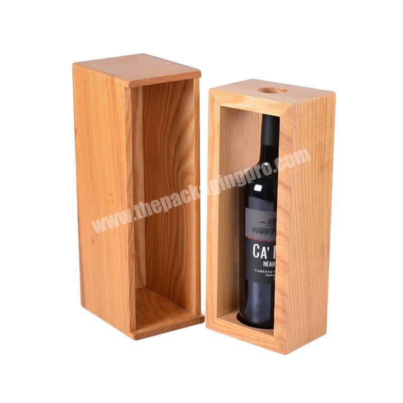High Quality Ash Tree Wood Drawer Type Wooden Wine Boxes For Wine Bottle Packaging For Single Bottle