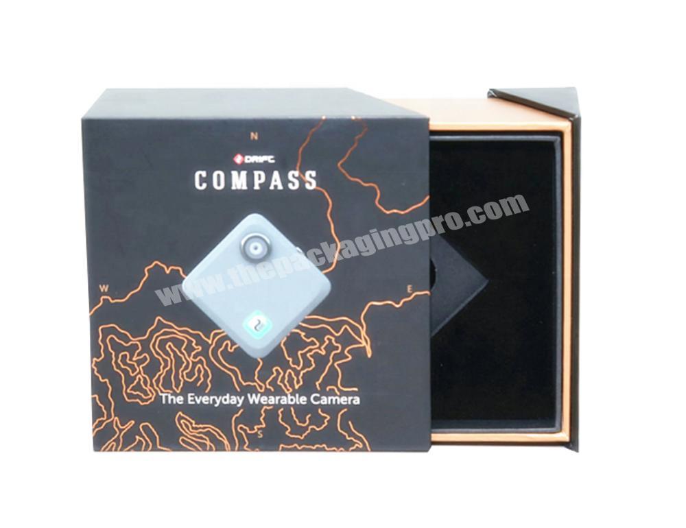 Free sample custom design luxury high end wearable smart mini camera packing for electronics case deawer gift paper box
