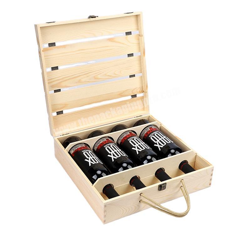 Custom Logo Solid Wood 2 4 6 Bottle Wooden Wine Packaging Gift Box In Bulk