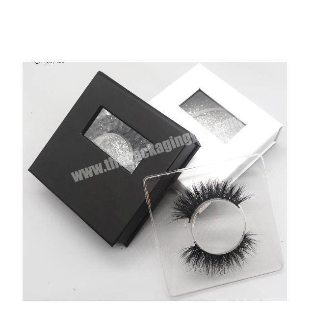 Custom Black square cardboard milk eyelashes packaging box for 3D lashes packing
