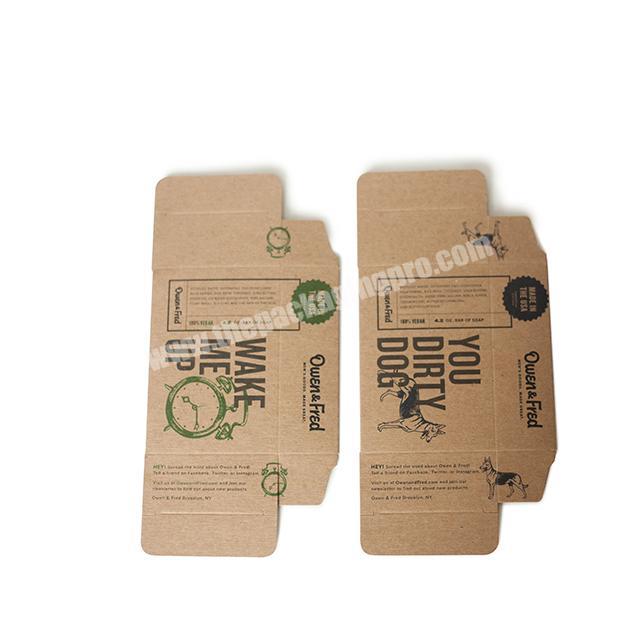Customized printing logo Eco- friendly kraft paper soap box flat sheet shipping soap bar packaging