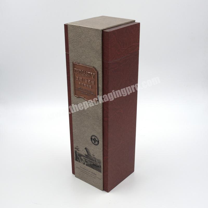 Custom handmade wine bottle packaging boxes foil-stamping paper packing 750ml single bottle wine box