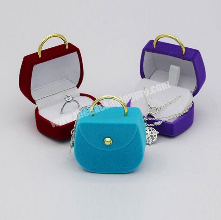 Small Creative Cute Portable Square Velvet Girl Ring Earrings Necklace Box