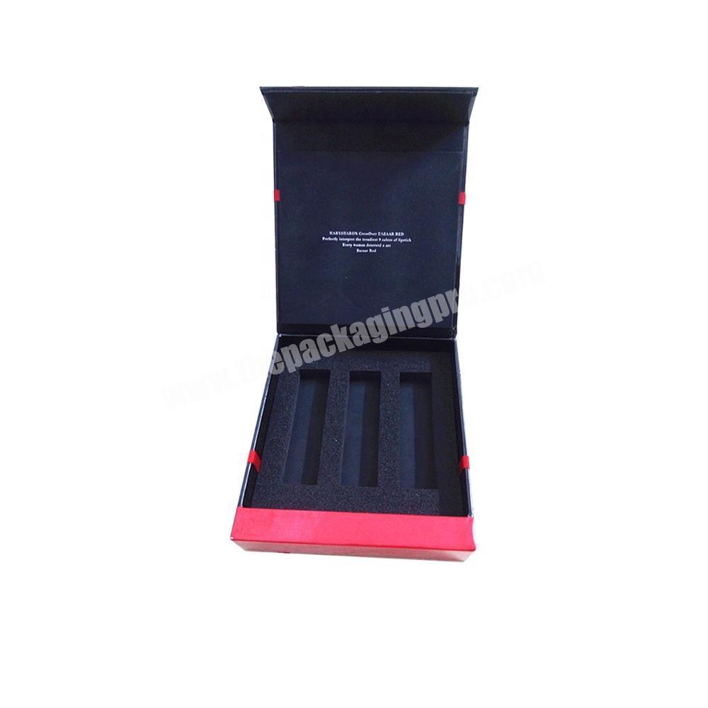 Black new design fashion high quality rigid cardboard cosmetics kit personal skin care lipcoat lipstick packing gift paper box