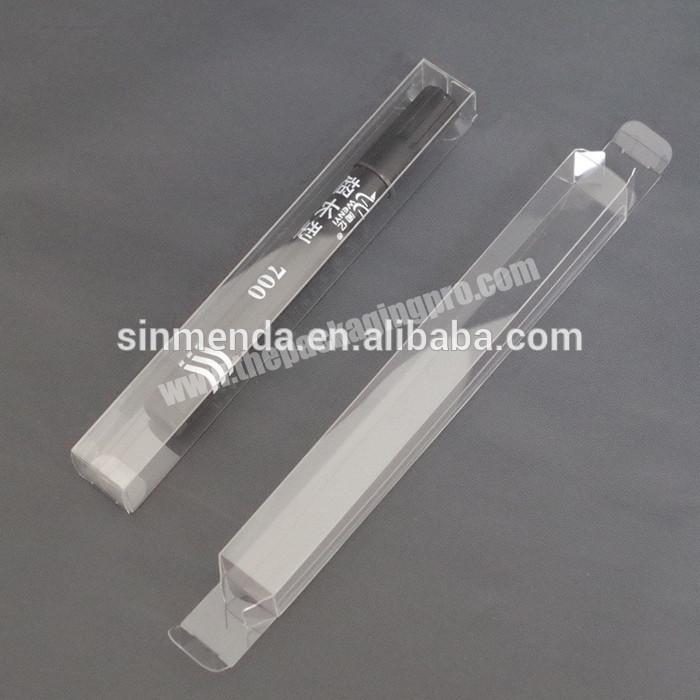 Custom rigid rectangular PVC PET plastic pen case packaging box Clear