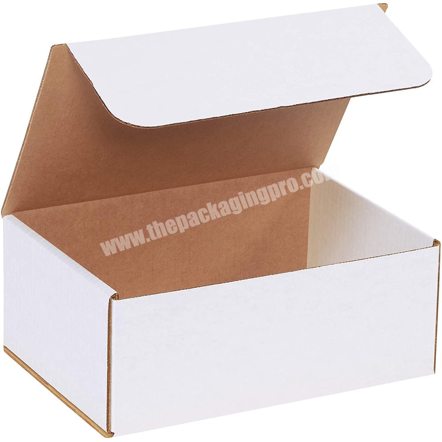 White Biodegradable Mailer Mailing Shipping Tuck Top Corrugated Cardboard Clothes Clothing Packaging White Paper Boxes