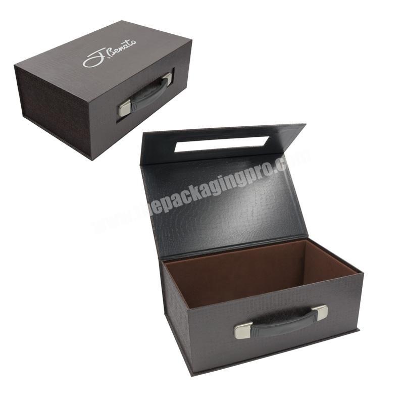 Paper Cardboard Suitcase Double Wine Box With Handle Small Suitcase Gift Paper Wine Box